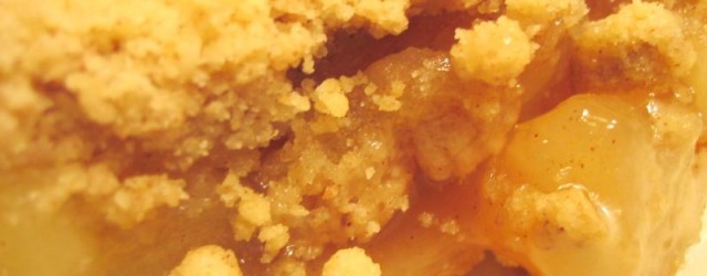 Apple Crumble noch heiß mit Vanillesauce oder einer Kugel Vanilleeis servieren ...